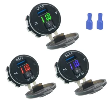 

12V-24V QC3.0 Quick Charge Dual USB Car Cigarette Lighter Splitter Charger Adapter Socket For Car ATV Boat Motorcycle