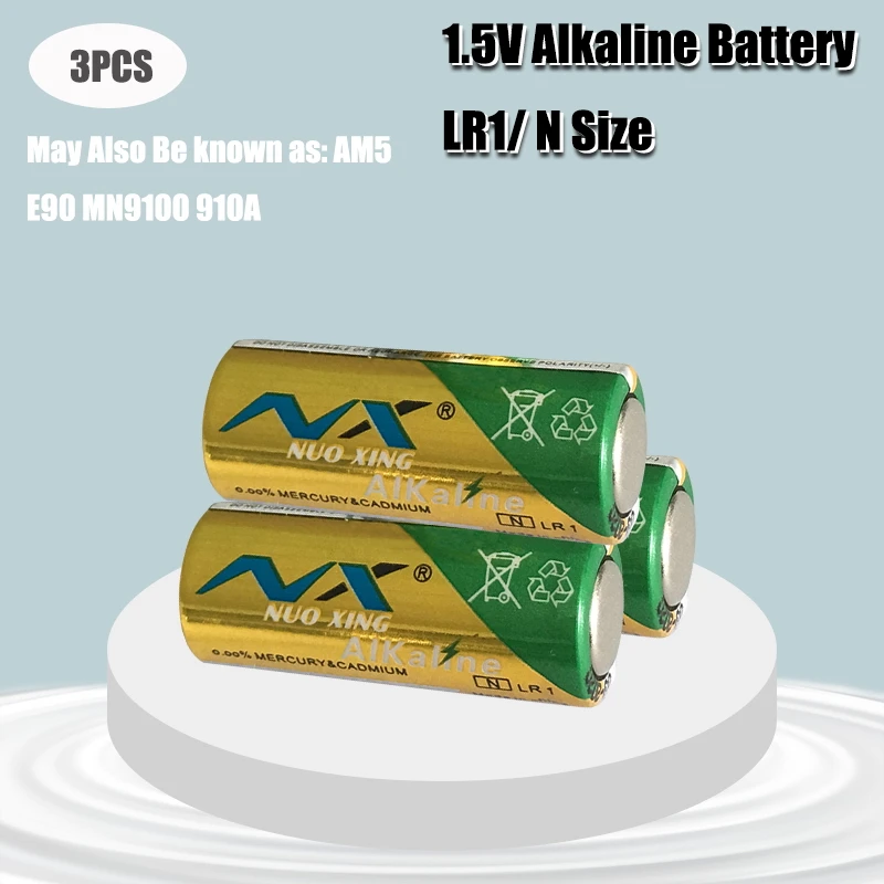 3PCS 1.5V N Size Alkaline duty Battery Primary and Dry Batteries LR1 AM5 E90 AM5 MN9100 for Toys, Speaker, Remote Control etc