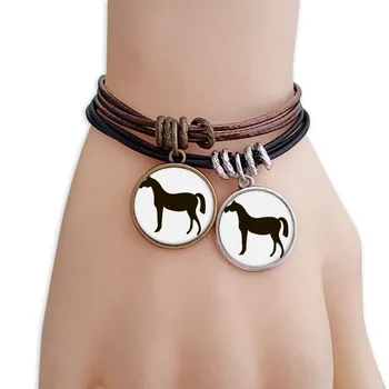 

Black Horse Animal Portrayal Bracelet Double Leather Rope Wristband Couple Set