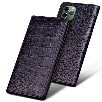 

Genuine natural leather magnetic phone cover case for iphone 11 Pro Max/iphone 11 Pro/iphone 11 cell phone bag stand cover coque