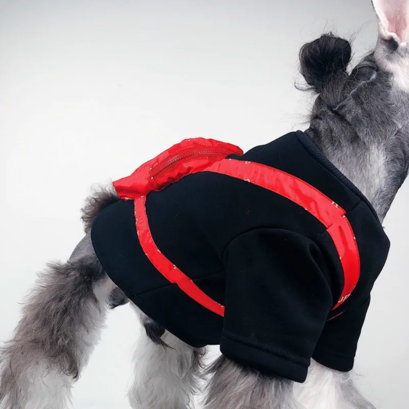 Домашнее животное красная молния рюкзак стиль с коротким рукавом Одежда Собака породы Шнауцер Милый Кот Весна и лето дышащий стиль свитер