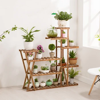 

Solid Wood Flower Stand Living Room Floor Multi-layer Green Lollia Flower Pot Shelf Floor-standing Wooden Flower Shelf Indoor