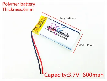 Free shipping Polymer battery 602244 3.7V 600MAH smart home MP3 speakers Li-ion battery for dvr,GPS,mp3,mp4,cell phone,speaker