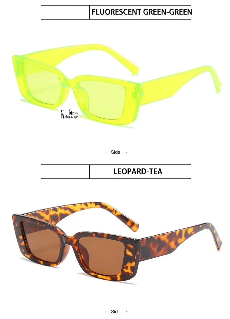 2022 Rectangle Sunglasses Women Luxury Brand Candy Color Vintage Square Sun Glasses Ladies Sexy Green Leopard Eyewear UV400 big sunglasses