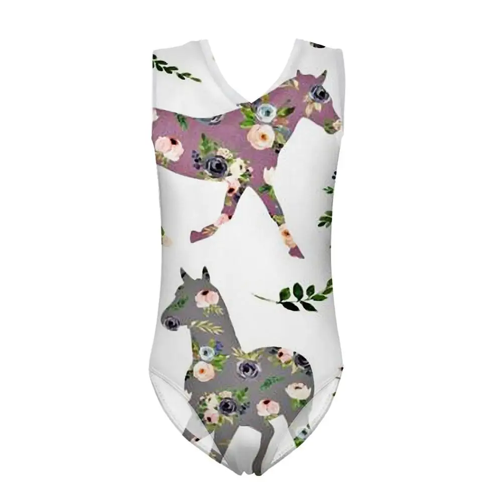 HYCOOL Kids Swimsuits Flower Running Horse Print One Piece Suit Teen Girl Swimming Bathing Wear Primary School Children Swimwear | Спорт и