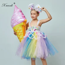 Детское платье-пачка для девочек с повязкой на голову, конфеты для рождественской вечеринки, мороженое, Стильные Детские платья для девочек, костюм принцессы