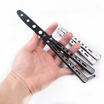 

Stainless Steel Fold Mariposa Train Butterfly Balisong Knife Comb Trainer Practice Dull Blade Flail Combat Fight Tool Parts