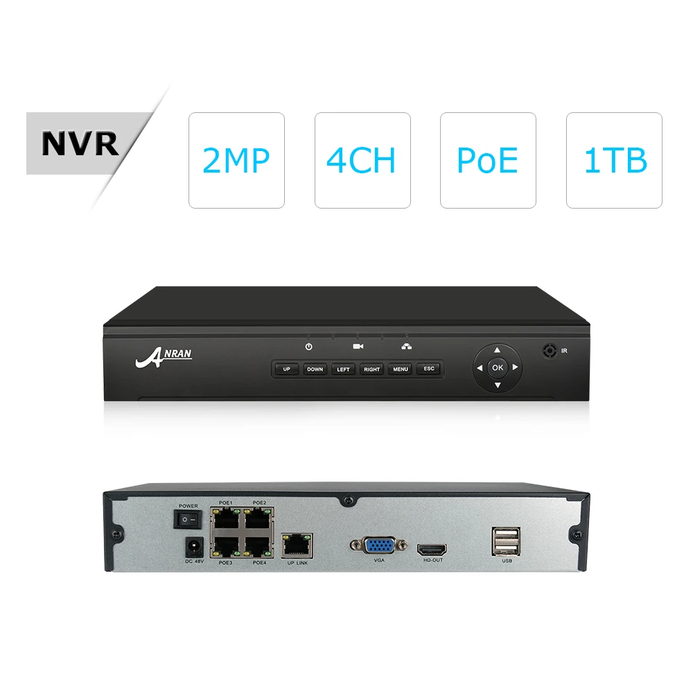  ANRAN CCTV Camera System 4CH/8CH POE NVR Kit 48V Onvif Security Camera System HD IP Camera Outdoor 