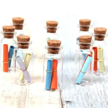 

25 Pcs Clear Small Mini Glass Jars with Cork Stoppers DIY Wish Bottles For Message Weddings Wish Party Favors 11x22mm