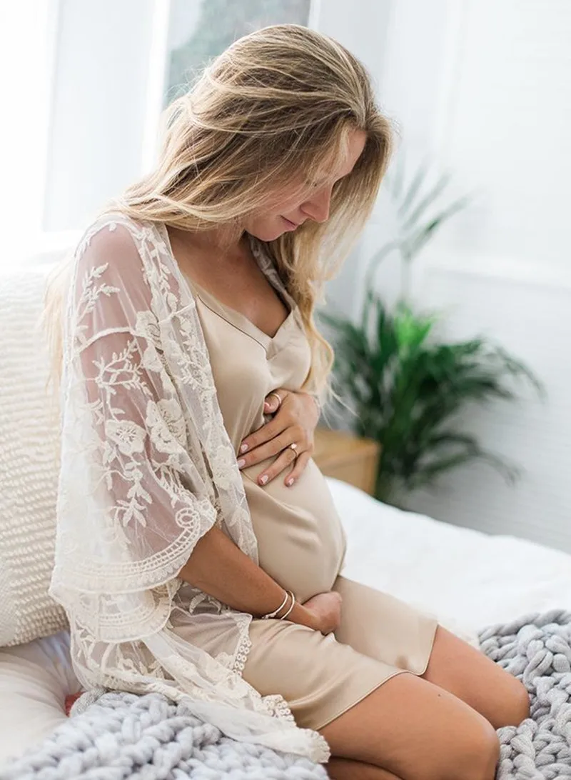 green emerald velvet dress Beige Printed Tie Front Kimono Maternity Dress  PinkBlush