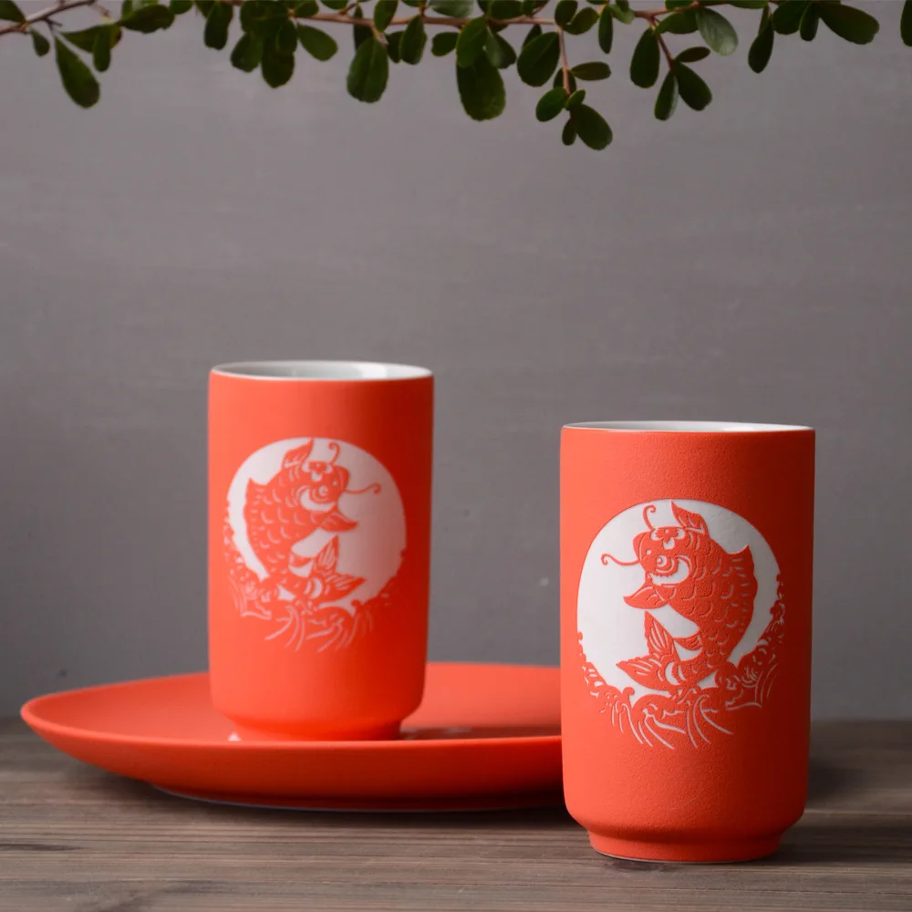 

Section Celebrate The Spring Festival Ceramics Cup Manual Carving May You Always Get More Than You For Cup Red Happy Gift New