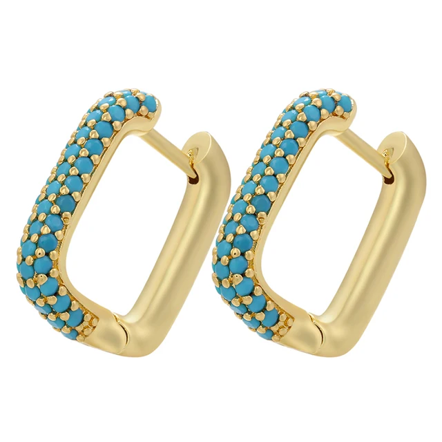 ZHUKOU NEW Hoop earrings gold/silver color small hoop earrings crystal women rainbow earrings Fashion jewelry wholesale VE144 gold blue