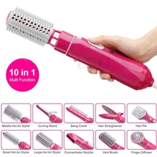 Peine de aire caliente de un paso, 10 en 1, estilizador de aire caliente giratorio, secador, cepillo, rizador de pelo y cepillo Alisador, peine eléctrico para el cabello
