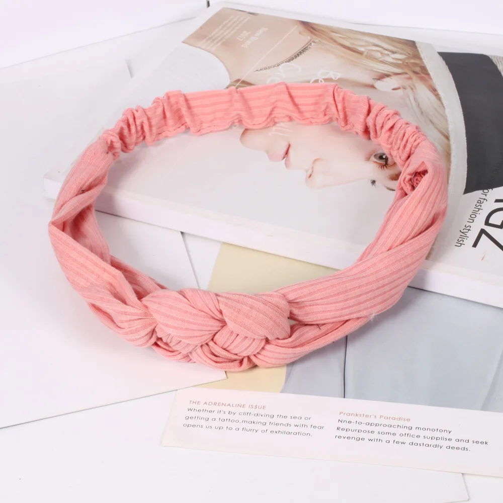 60pcs/lot DIY Multi Simple Fabrics Chinese Knotting Headband Hand Knitting Cross Wide Hair Styling Tools Hair Accessories HA742
