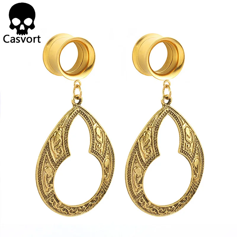 Casvort, новинка, спираль, болтаются, беруши, пирсинг, ювелирные изделия для тела, нержавеющая сталь, черный винт, туннели, серьги для лучшего подарка - Окраска металла: gold