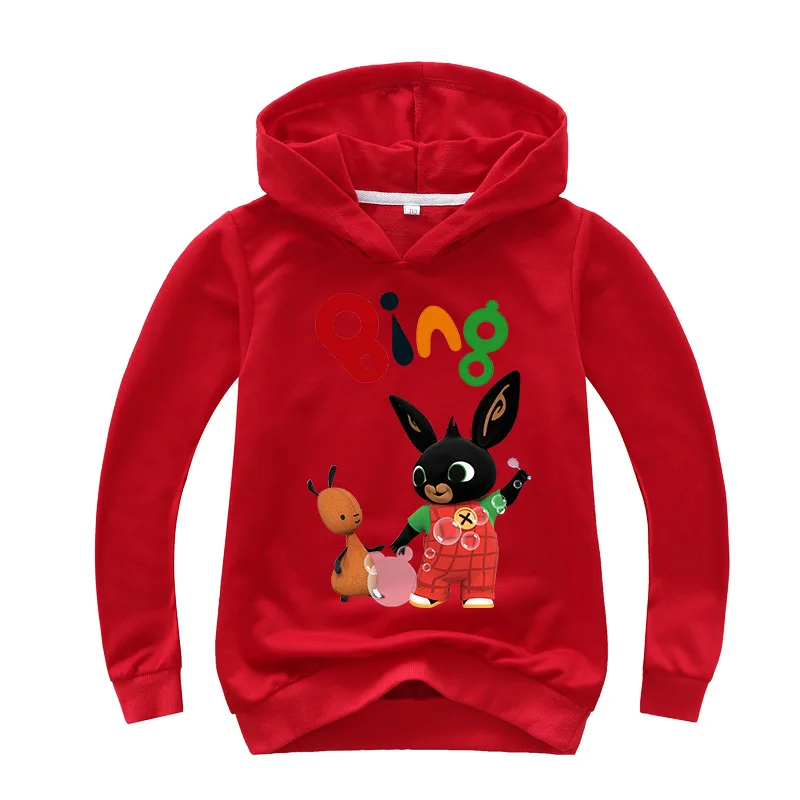 Bing Bunny Fnaf Hoppity Voosh Bing Rabbit/толстовки с капюшоном; толстовка с капюшоном с 3D принтом; футболка для мальчиков и девочек; пуловер с капюшоном - Цвет: Красный