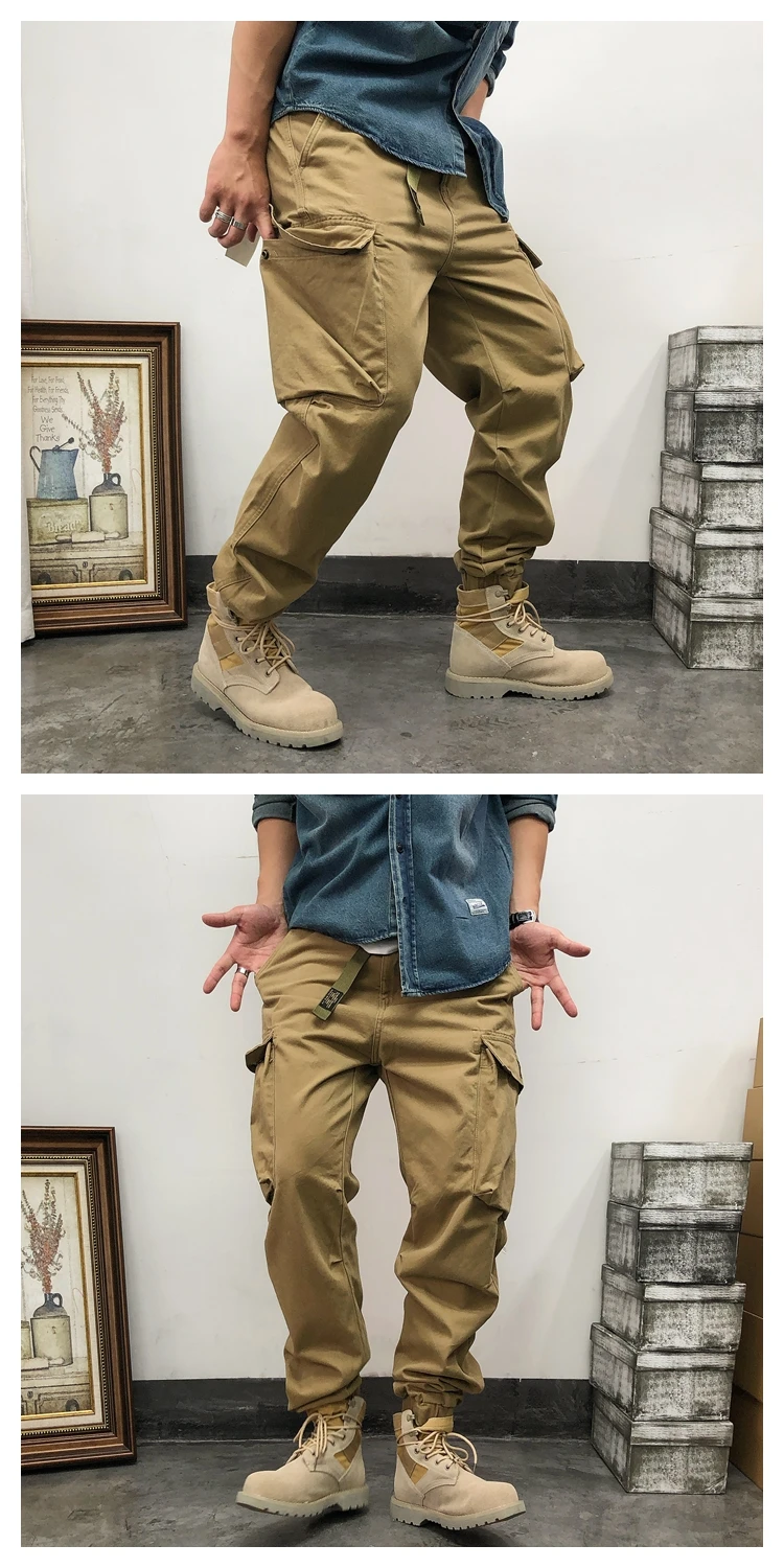 High Quality Cotton Military Joggers Men Streetwear Tactical Pants Fashion With Belt Cargo Pants Army Trousers Harajuku Clothes carhartt cargo pants