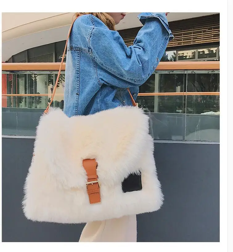 Зимняя модная новая женская сумка из искусственного меха качественная мягкая плюшевая женская дизайнерская сумка Вместительная большая сумка через плечо