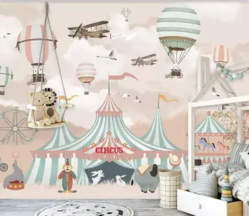 

CJSIR Custom Wallpaper Cartoon Hand Painted Aircraft Hot Air Balloon Playground Children Room Sofa Background 3d Wallpaper