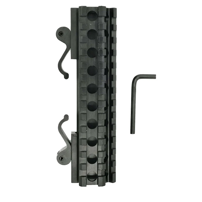 

Compact Quick Release Picatinny Weaver Rail Scope Mount Long Double Rail Angle & Riser QD Bracket Mount 20mm Base