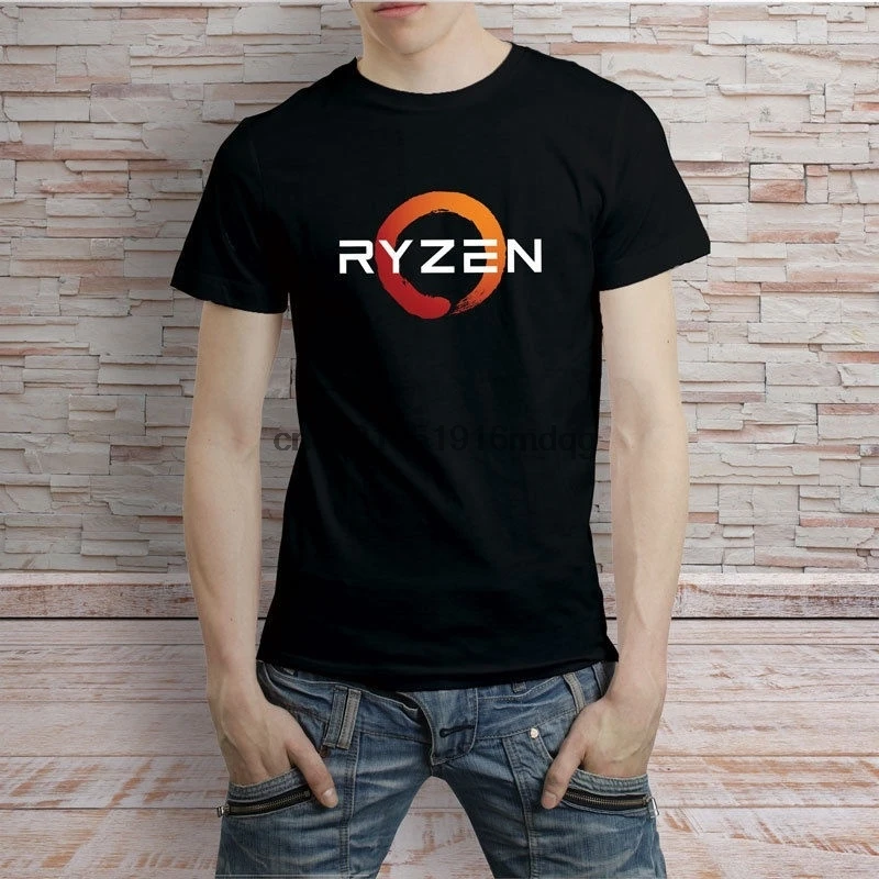 Модная черная футболка Ryzen Pc Cp Cpu uпроцессор Amd | Мужская одежда