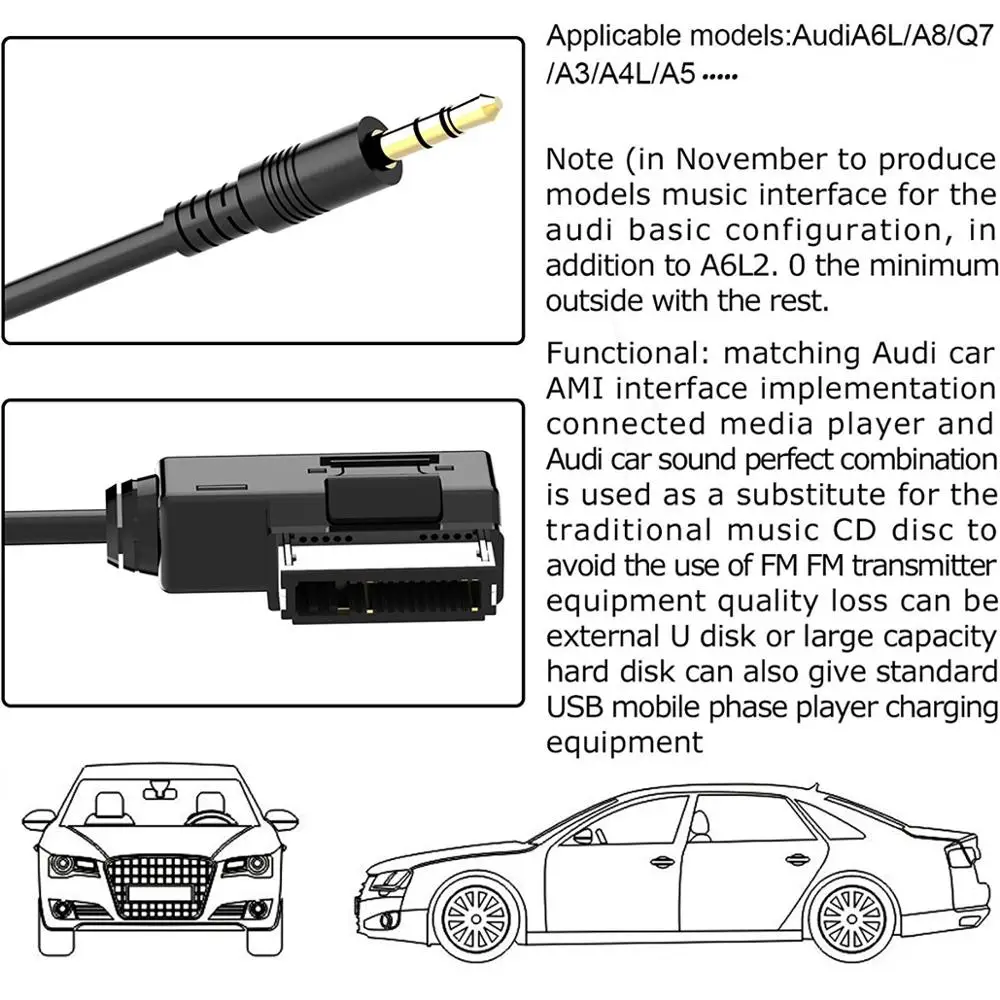 Музыкальный интерфейс AMI MMI AUX 3,5 мм разъем Aux-in MP3 Кабель-адаптер для Audi A3/A4/A5/A6/A8/Q5/Q7/R8/TT, vw Jetta GTI GLI Jetta и т. д