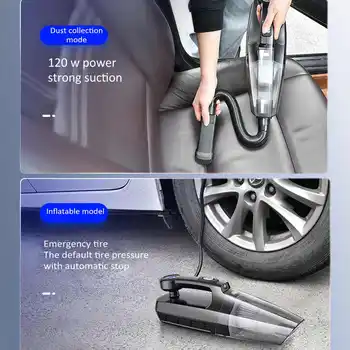 

4 in 1 120W Home Car Vacuum Cleaner with Digital Tire Inflator Pump Pressure Gauge Handheld Vacuum Cleaner For Home Car