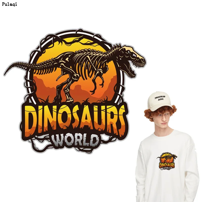 

Pulaqi Dinosaur Iron on Transfer Patch Vinyl Heat Transfer for Clothes Sticker Stripes Applique Jurassic Park Patch Washable DIY