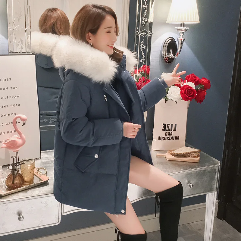 

Large Fur Collar Cotton Coat Women's Winter 2019 New Style Korean-style down Coat Short INS Students Cotton-padded Jacket Cotton