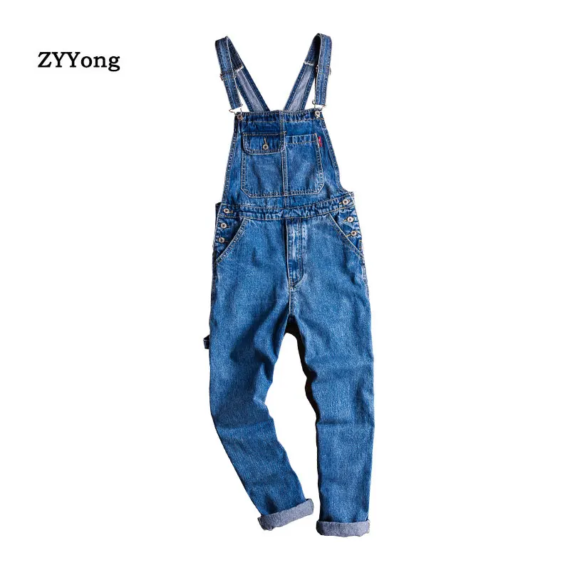 N D Mens Slim Fit Bib Overalls Denim Ripped Distressed Jumpsuit with Pocket Pants Jeans with Pocket 