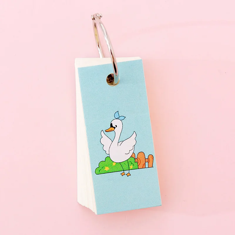 wing1pc Kawaii MemoPads, связующее кольцо, стационарное, симпатичное, легко откидывающееся, флеш-карты, для учебы, мультфильм, мини-заметки, заметки, листы, школьные, офисные аксессуары - Цвет: wing1pc