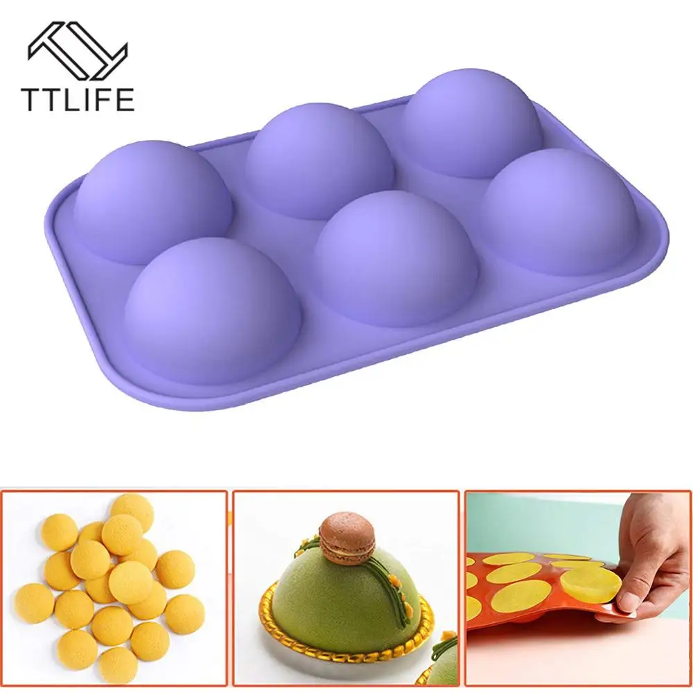 TTLIFE силиконовая форма для выпечки с 6 отверстиями 3D шоколада половина шара Сфера