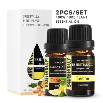 

2Pcs/Set Tangerine & Lemon Essential Oil Friut Flavor Essential Oil Body Relieve Essential Oil For Home Humidifier Aromatherapy