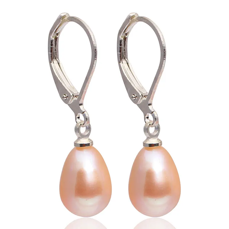 7-8mm Teardrop Freshwater Pearl Dangle Fashion Jewelry Christmas Party Gifts Stud Earrings White Pink Purple Black stud earrings dangle earrings pearl earrings