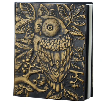 

Birthday Handmade Embossed Writing Vintage 3D Owl Notebook PU Leather A5 Retro Gift Travel Journal Diary Lined Pages Anniversary