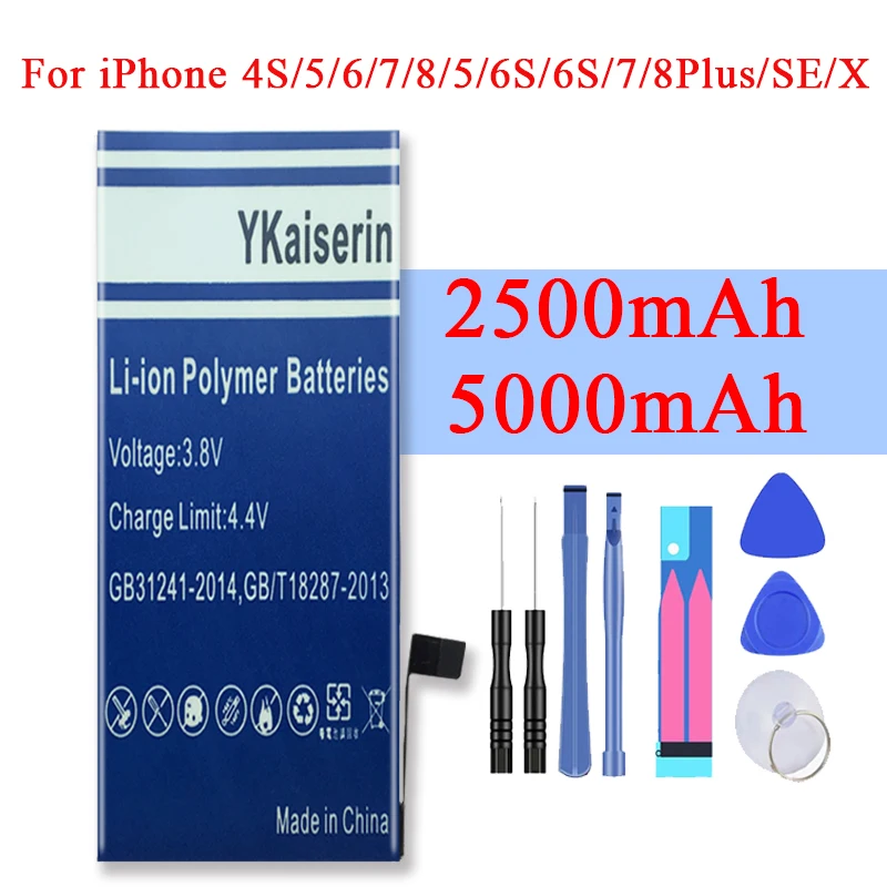 Высокая емкость мобильный телефон аккумулятор для IPhone 4s 6S 6 7 8 6s Plus/6/7/8 Plus X