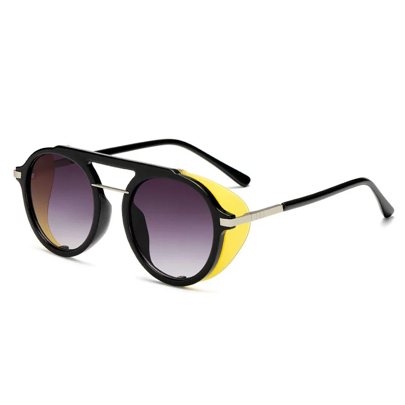 Фирменный дизайн стимпанк Солнцезащитные очки Модные женские мужские круглые защитные очки UV400 оттенки очки Oculos de sol - Цвет линз: 02
