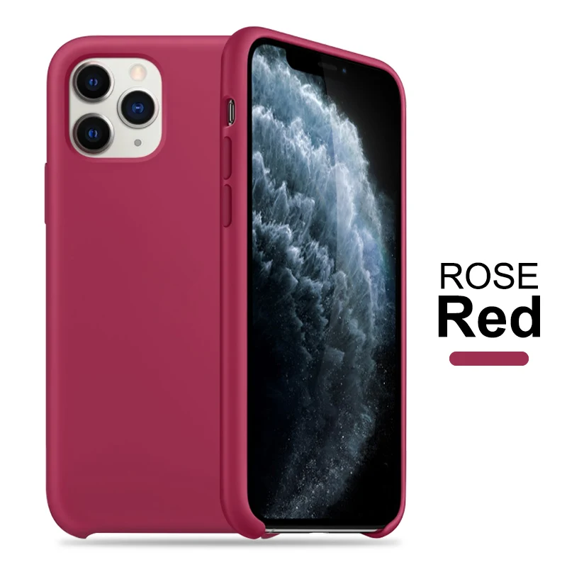 Жидкий силиконовый чехол для телефона для Apple iphone 11 Pro X XS Чехлы для MAX Xr для iphone 11 7 6 8 Plus Xr X с логотипом задняя крышка - Цвет: Rose Red