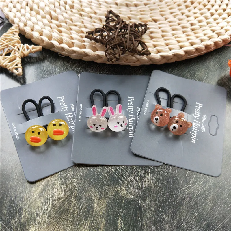 

2PCS New Cute Bear Rabbit Princess Cartoon Headwear Kids Elastic Hair Bands Children Ropes Girls Accessories Baby Headdress