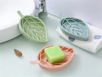 

Leaves Shaped Soap Dish Box Double Layer Drain Soap Holder Dish Box Anti-skid Bathroom Soap Storage Holder ShowerDraining