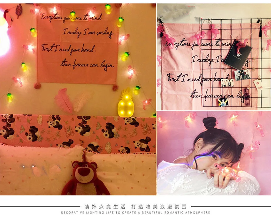LED Flamingo Lighting Chain Decorative Lights Christmas Holiday Lamp GIRL'S Heart Battery Light Restaurant Hotel Rose Colorful L