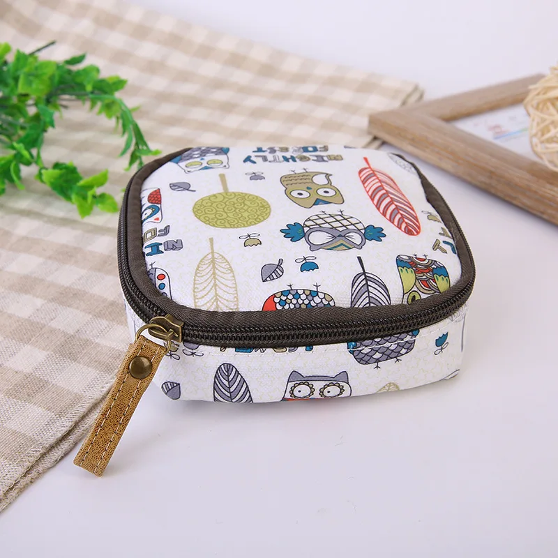 Женская многоразовая дорожная сумка для гигиенических прокладок прокладки чехол санитарная мягкая сумка для девочек Сумка для подгузников Сумка для хранения - Цвет: White owl