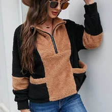 2021 Autumn and Winter Casual Sweater New Loose Long-sleeved Plush Zipper Pullover Fashion Casual Women's Clothing