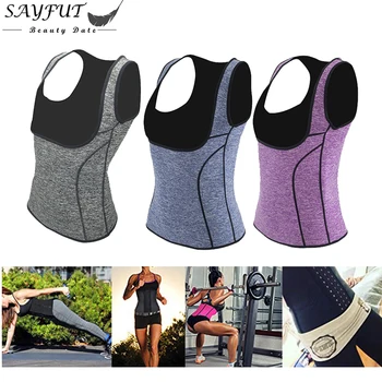 

SAYFUT Women Body Shaper Vest Plus Size Sweat Vest Waist Trainer Slimming Vest Shaperwear Weight Loss Waist Corset 2019 Fashion