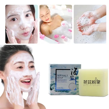 

Removal Pimple Pores Acne Treatment Sea Salt Soap Cleaner Anti-mite Oil-control Moisturizing Face Care Wash Basis Handmade Soap