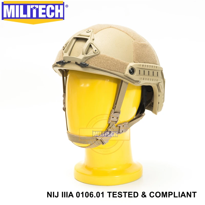 Баллистический шлем NIJ уровень IIIA 3A быстрый высокий XP Cut ISO сертифицированный пуленепробиваемый шлем с 5 лет гарантии- Militech - Цвет: Desert Earth