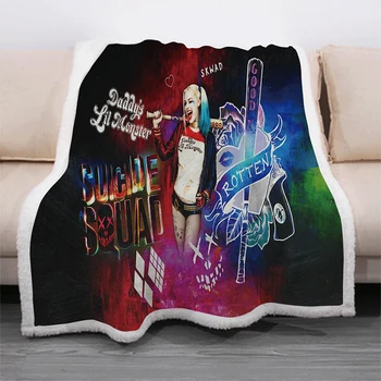 

Harley Quinn Funny Character Blanket 3D Print Sherpa Blanket on Bed Home Textiles Dreamlike Style 01