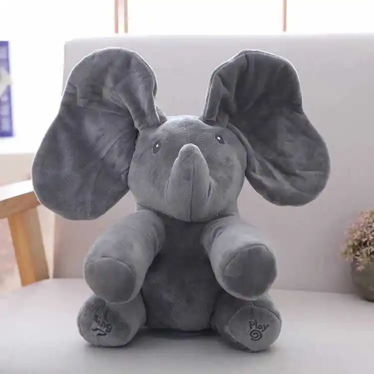 30 см милый слон кукла Фигурка Электрический ухо поет английский мультфильм песня плюшевые игрушки животных подарок на день рождения для детей