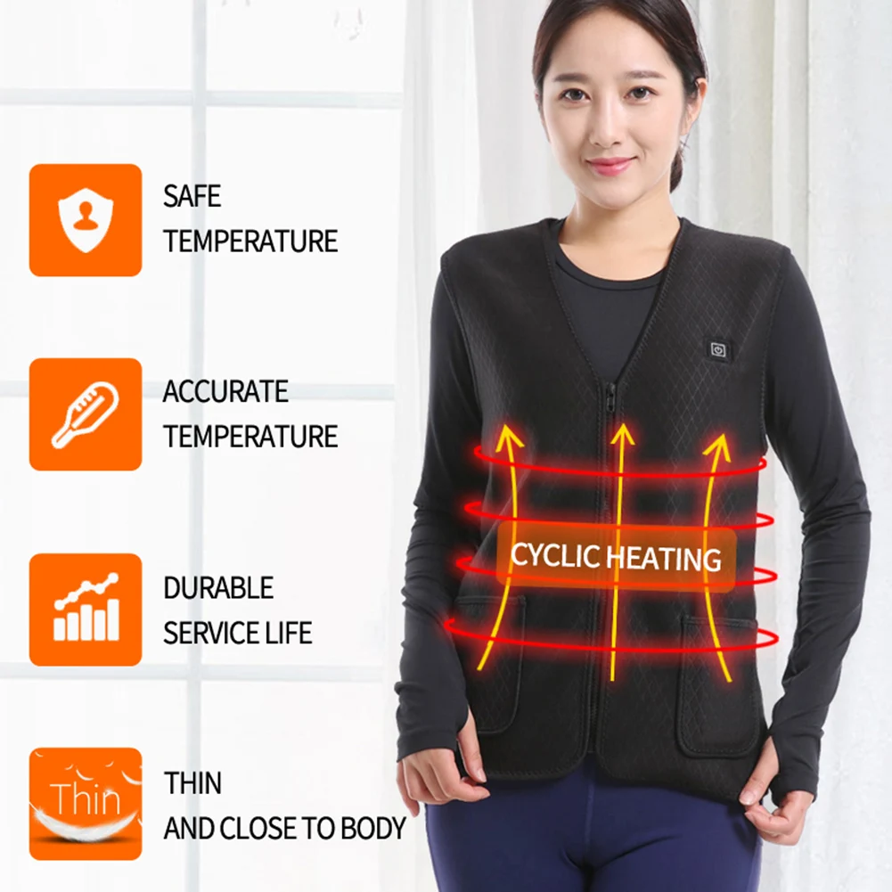 

USB Infrared Heating Washable Vest Jacket Women Outdoor Sports Winter Flexible Electric Thermal Adjustable Clothing Waistcoat