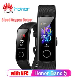 В наличии huawei Honor Band 5 Смарт-браслет Oximeter AMOLED сенсорный цветной экран для плавания осанка обнаружения водонепроницаемый Honor Band 5